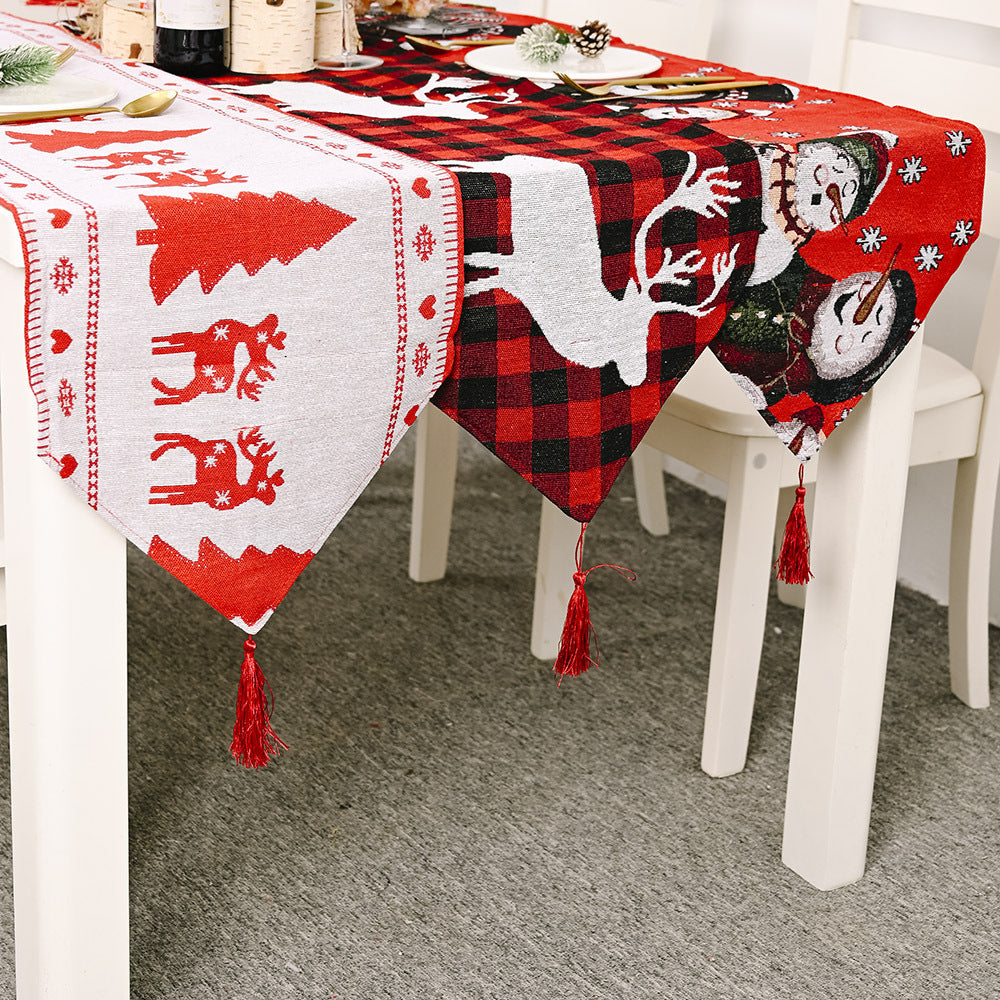 Christmas Electric Embroidered Knitted Cloth Table Runner