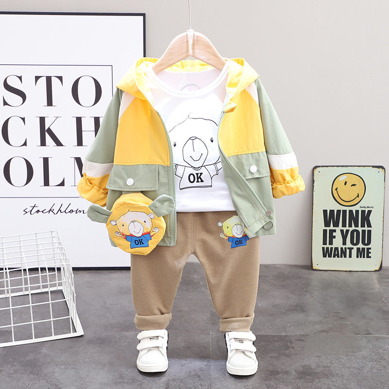 Boys' Autumn Hooded Cartoon Jacket Suit