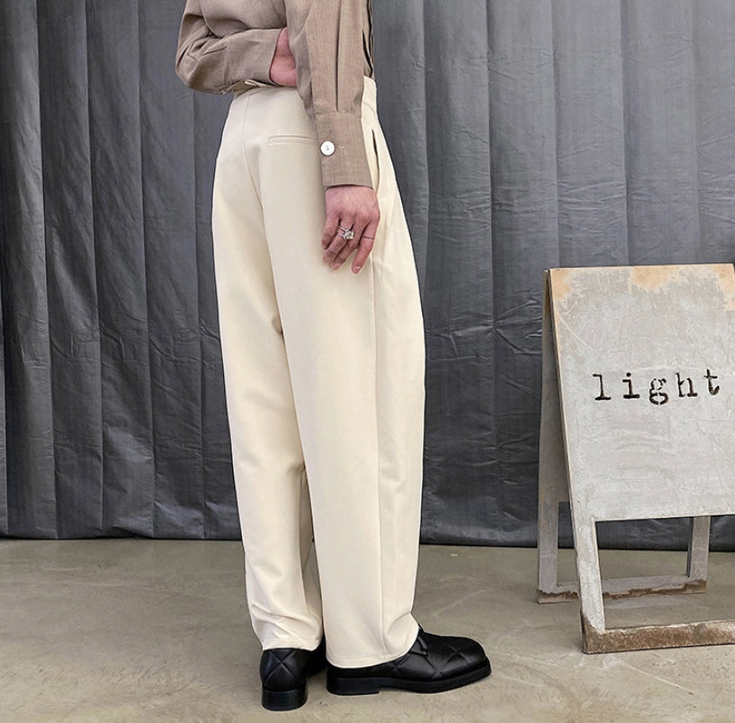 Men’s High Waist Straight Tube Harem Pants – Loose Casual Trousers