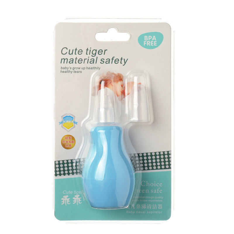 Baby Nasal Aspirator – Soft Silicone Snot Cleaner with Dust Cap (Pink/Blue)
