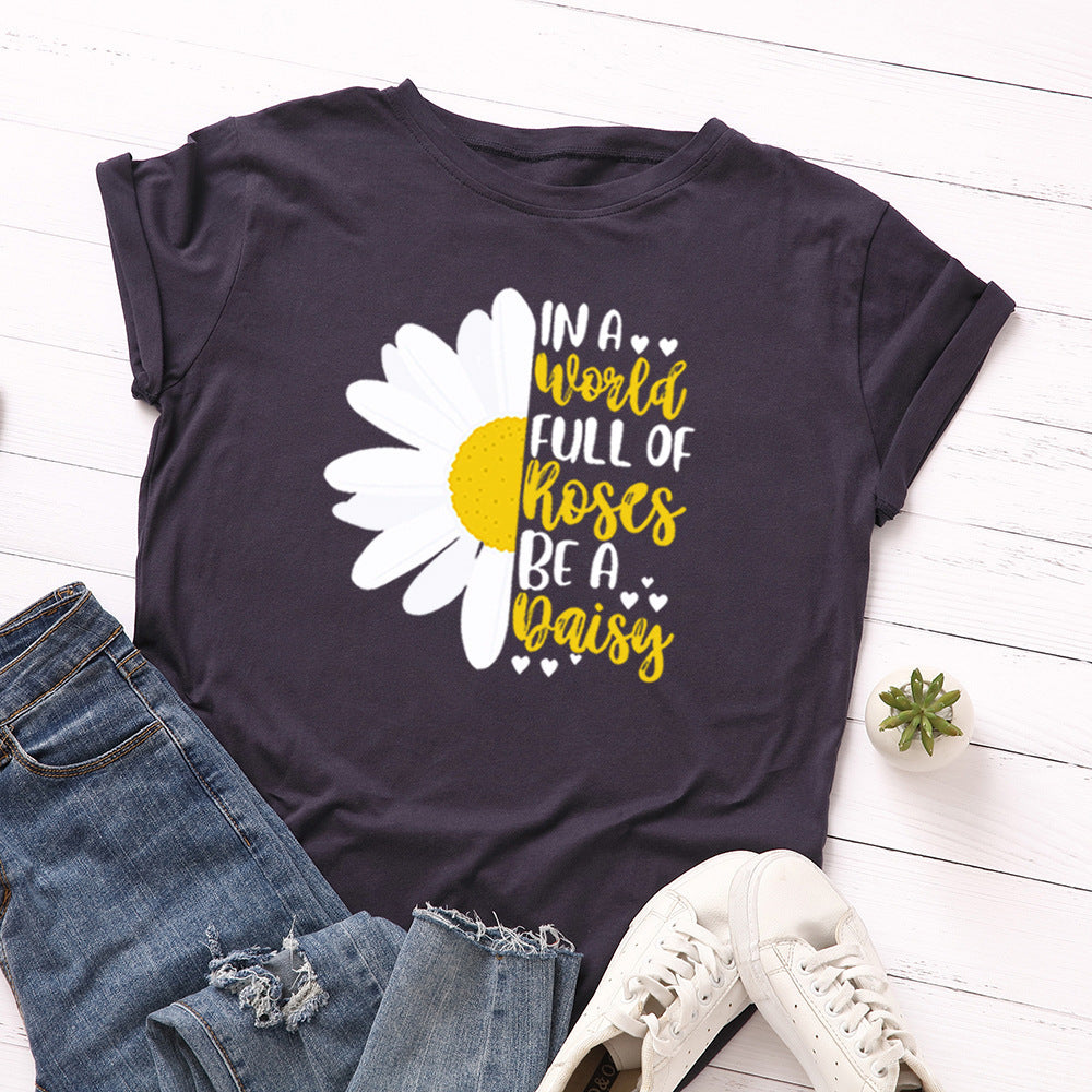 Women's Loose Round Neck Short Sleeve T-shirt Women Base