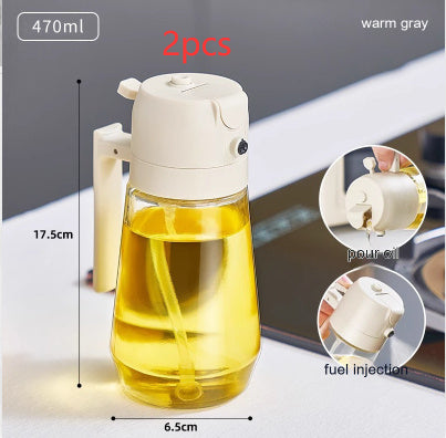 470ML 2-in-1 Olive Oil Sprayer & Dispenser – Glass Bottle for Cooking, BBQ, Air Fryer