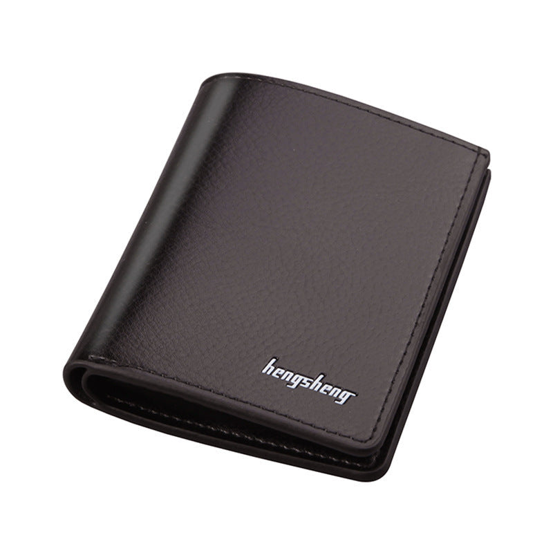 Men's Slim PU Leather Wallet Solid Card Holder With Slots