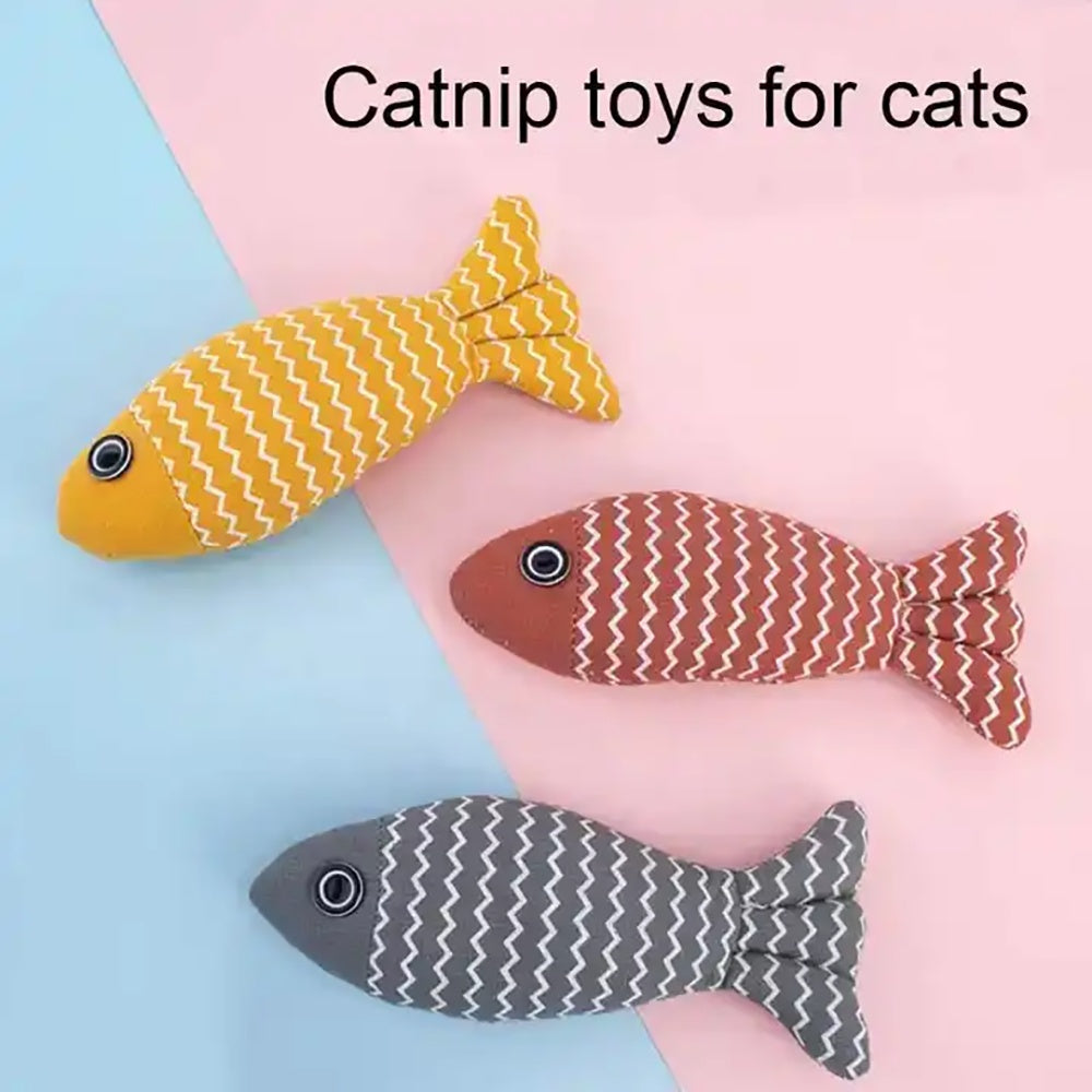 Soft Durable Burlap Catnip Fish Toy with Crinkle Sound for Interactive Indoor Play