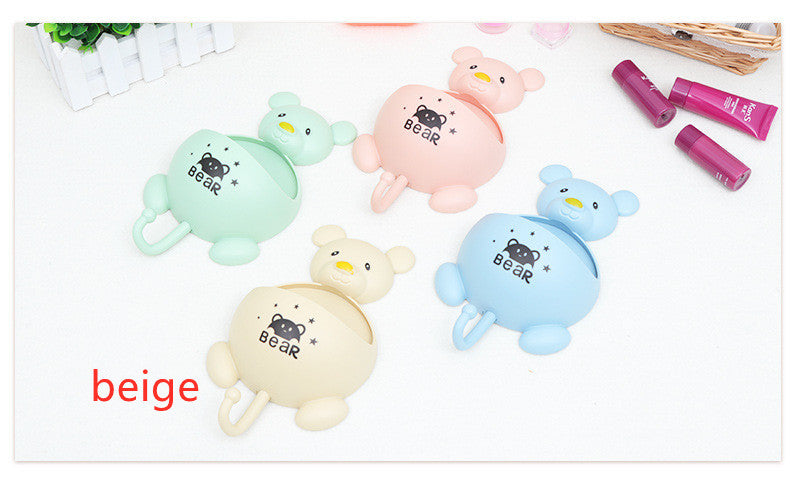 Bear Toothbrush Holder with Wall-Mounted Soap Dish – Cute Bathroom Organizer