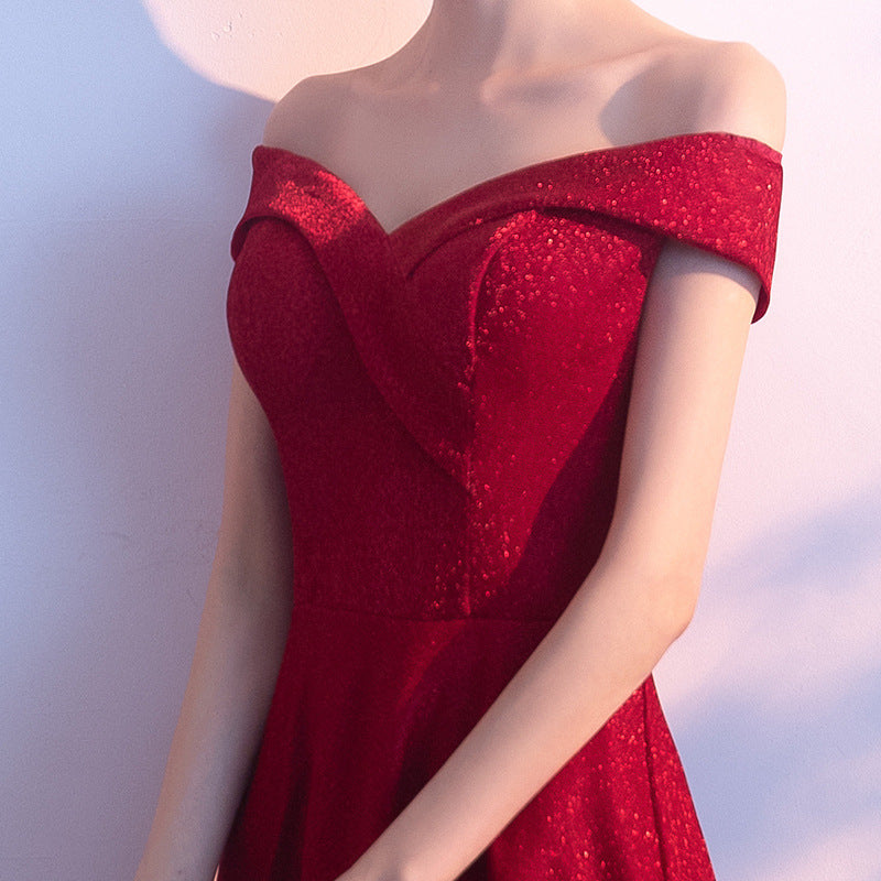 Elegant Red Polyester Evening Dress for Wedding Engagement