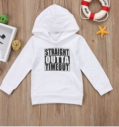 Kids Hooded Fleece Letter Print Regular Fit Casual Top