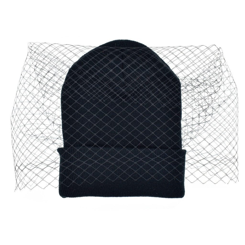 Retro Veil Knitted Warm Woolen Flat Top Hat