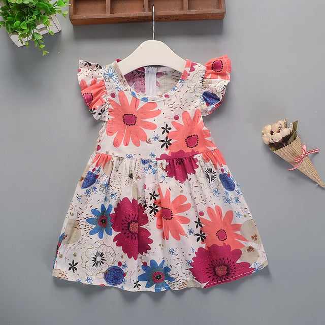 Girls Dress Cotton Summer Floral New Flower-Pattern
