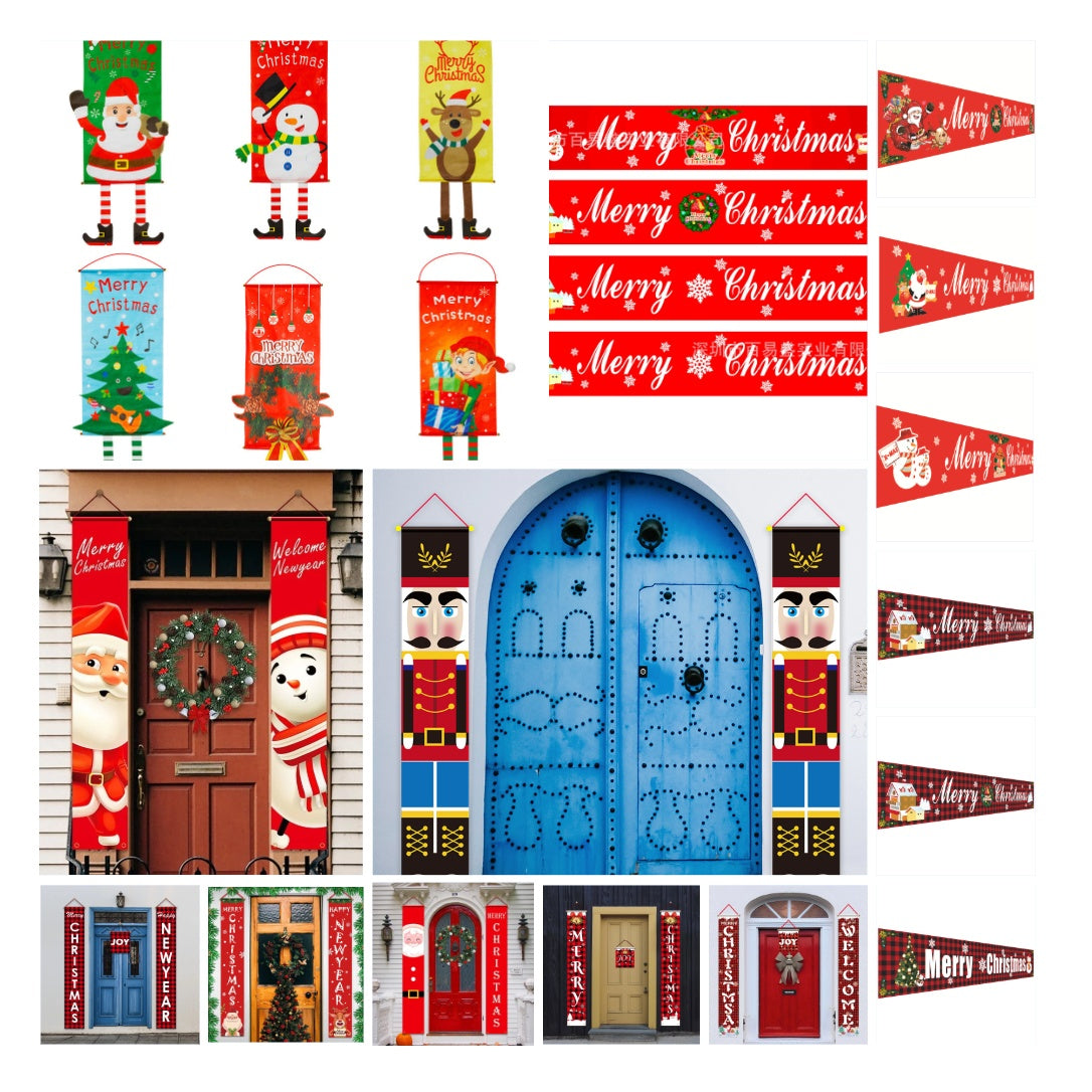 Christmas Couplet Curtain Banners Hanging Flag Window Pendants