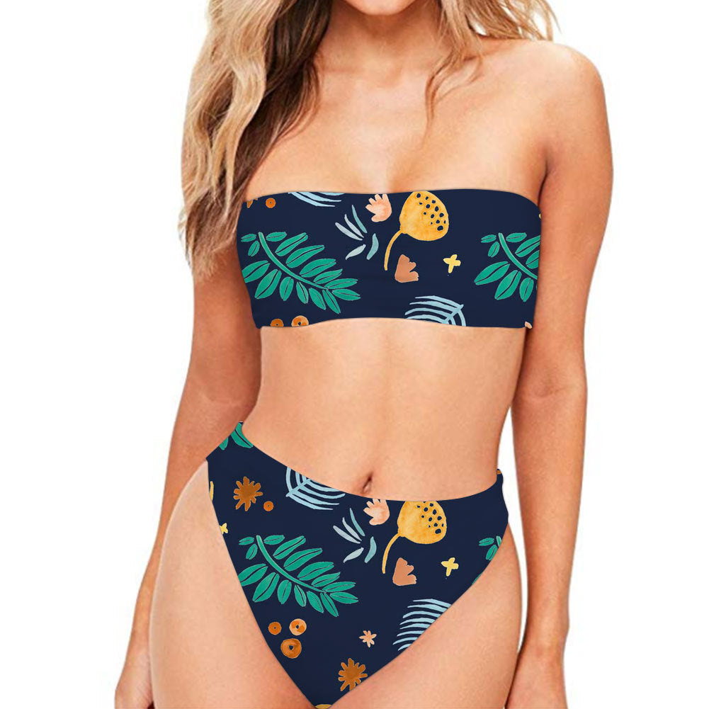 Women’s Polyester Bikini Set – Sexy Solid Color Swimwear