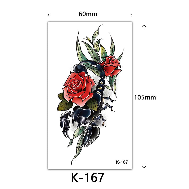 Tattoo Stickers – English Letters, Flowers, Butterfly Sketch Lines, Waterproof Temporary Tattoo