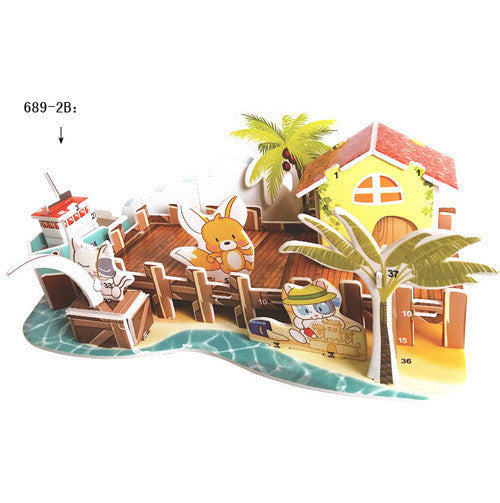 Children's 3D Three Dimensional Puzzle Paper Educational Toys Diy Building Hut