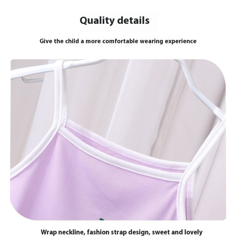 Girls Ice Silk Sling Suit Summer Loungewear