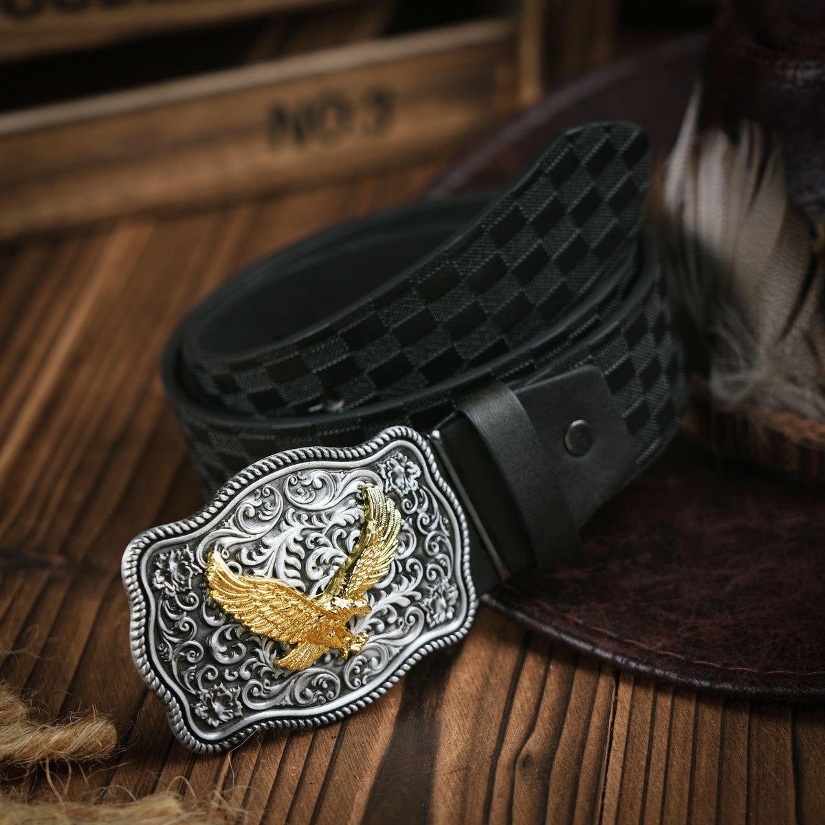 Retro Deer Embossed Belt – Imitation Leather with Buckle