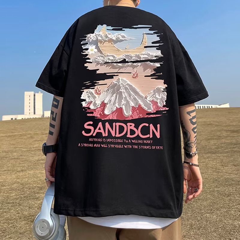 Short-sleeved T-shirt Men's Summer Trendy Plus Size Printed Casual Loose