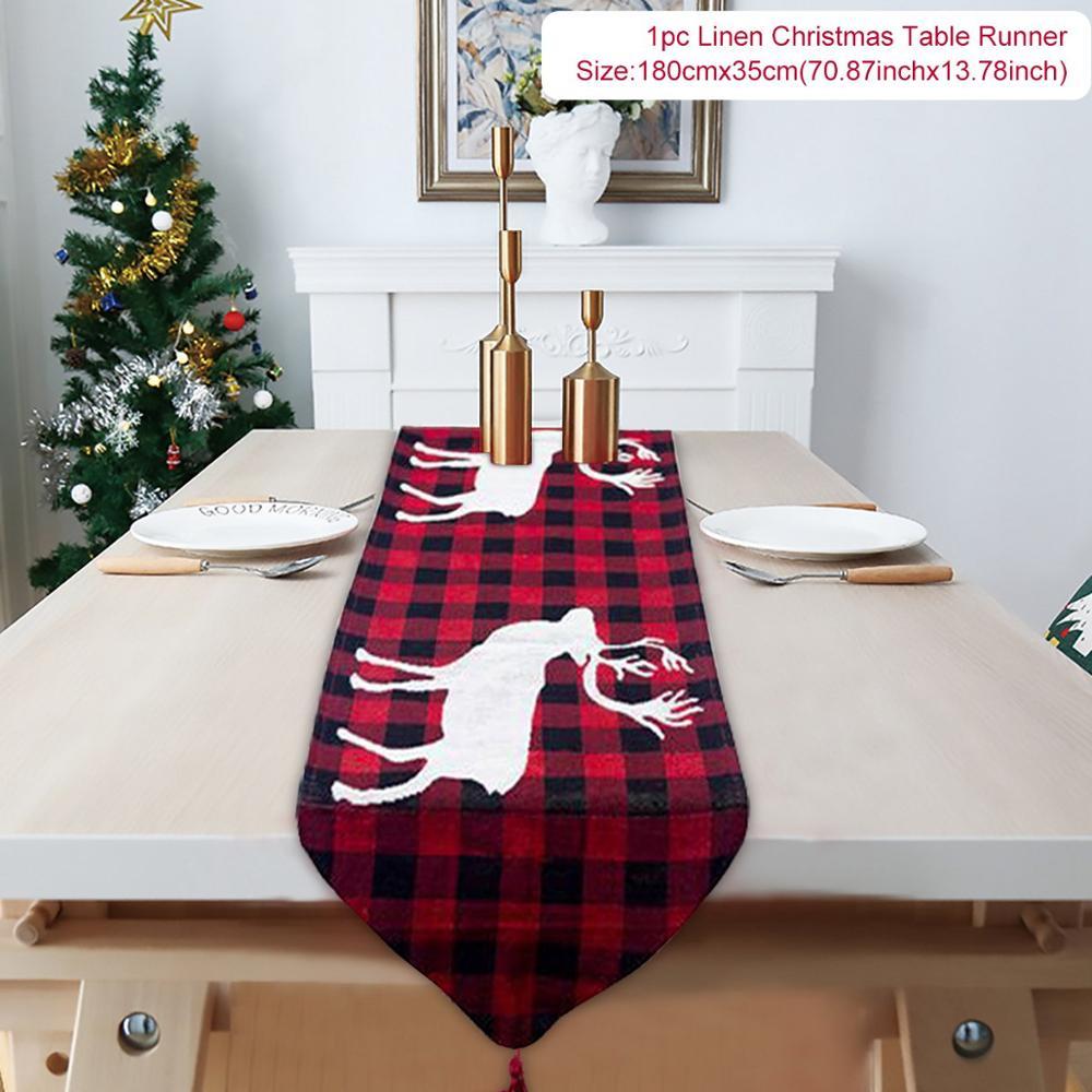 Cotton Linen Embroidered Christmas Table Runner