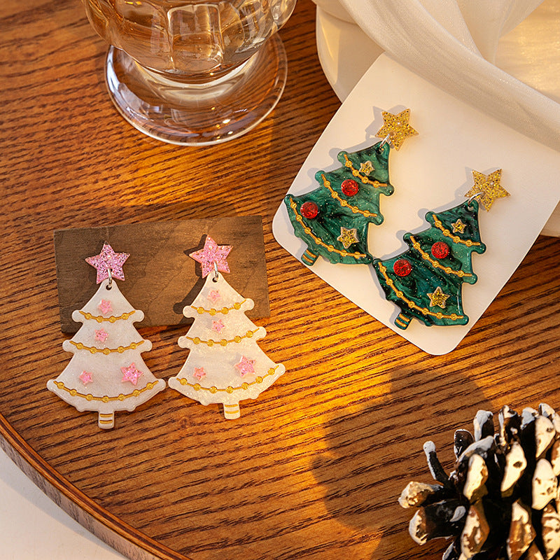 1pair Christmas Earrings Fashion Alpaca Dinosaur Cactus Gingerbread Acrylic Earrings Holiday Party Jewelry