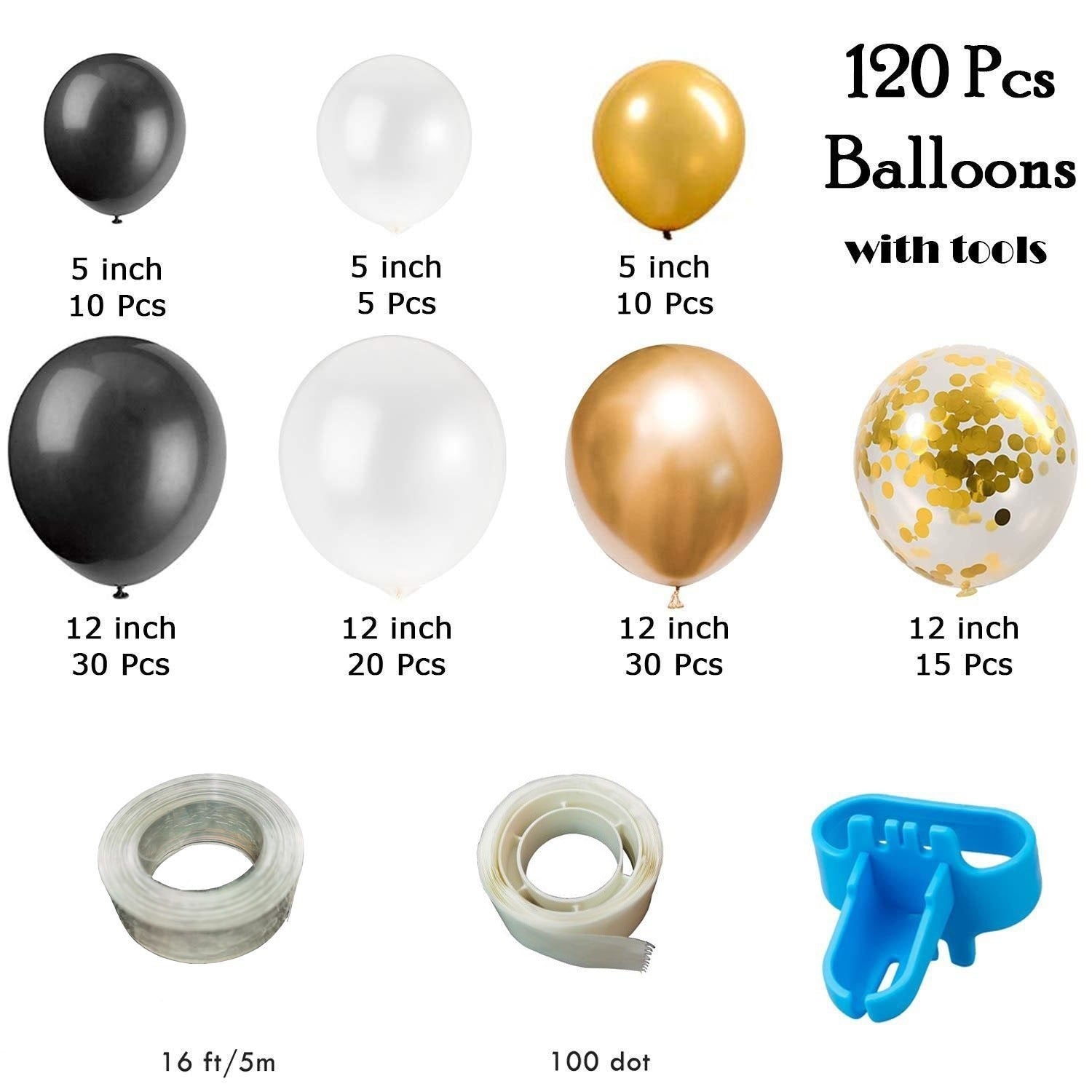 Black Gold Latex Balloon Birthday Party Set Room Decoration