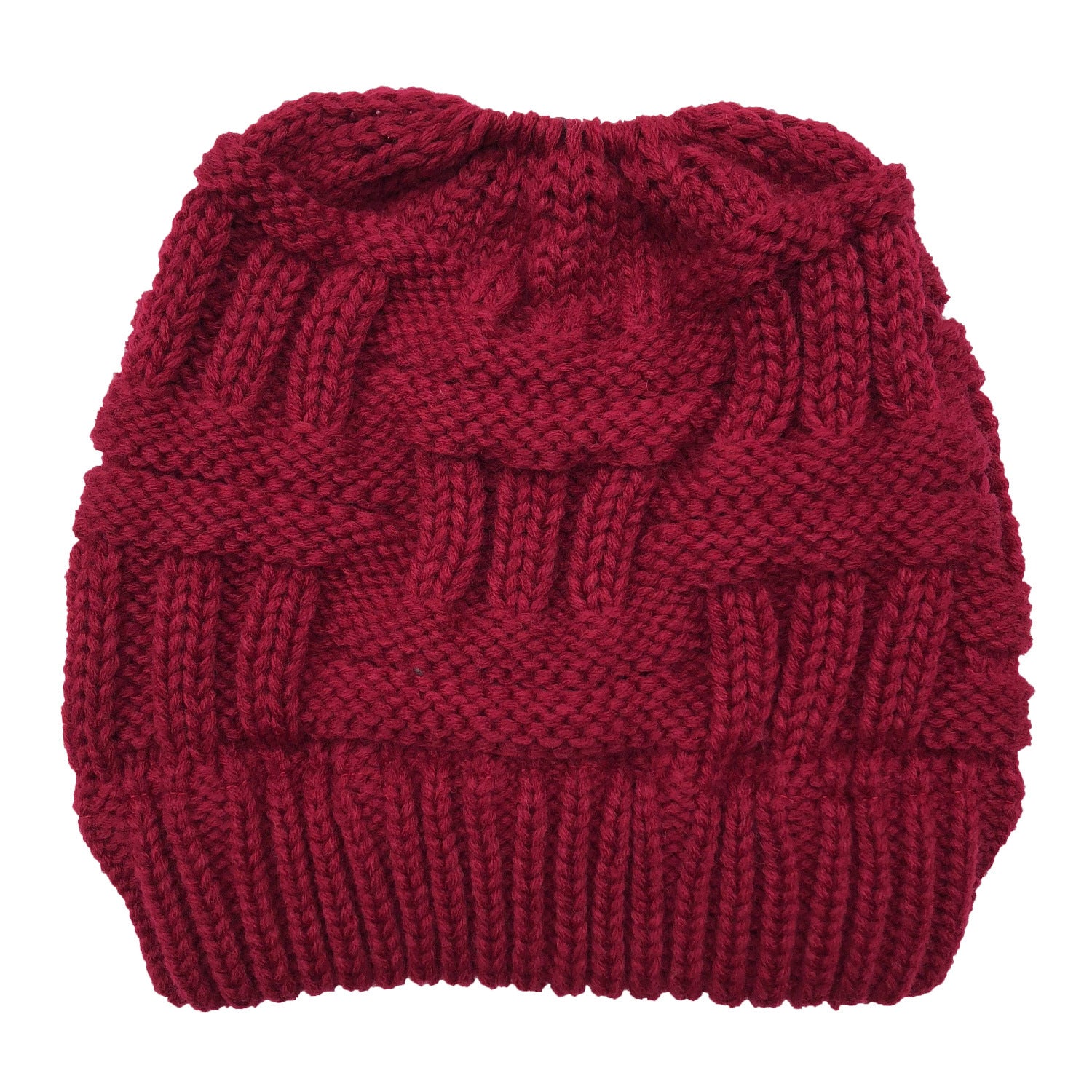 Soft Adjustable Wool Knit Ponytail Winter Hat for Women