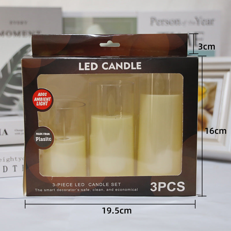 Led Electronic Luminous Candle  Transparent Glass