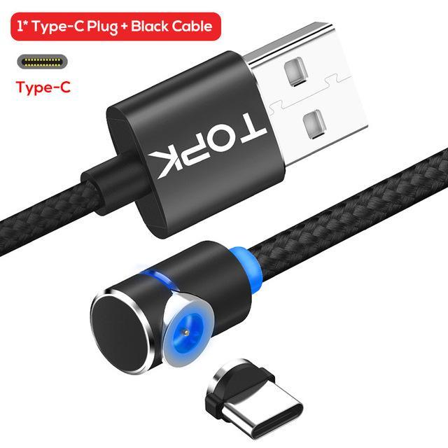 360° Rotating Magnetic Micro-USB Charging Cable – Fast Charge Phone Cord, LED, Nylon-Braided
