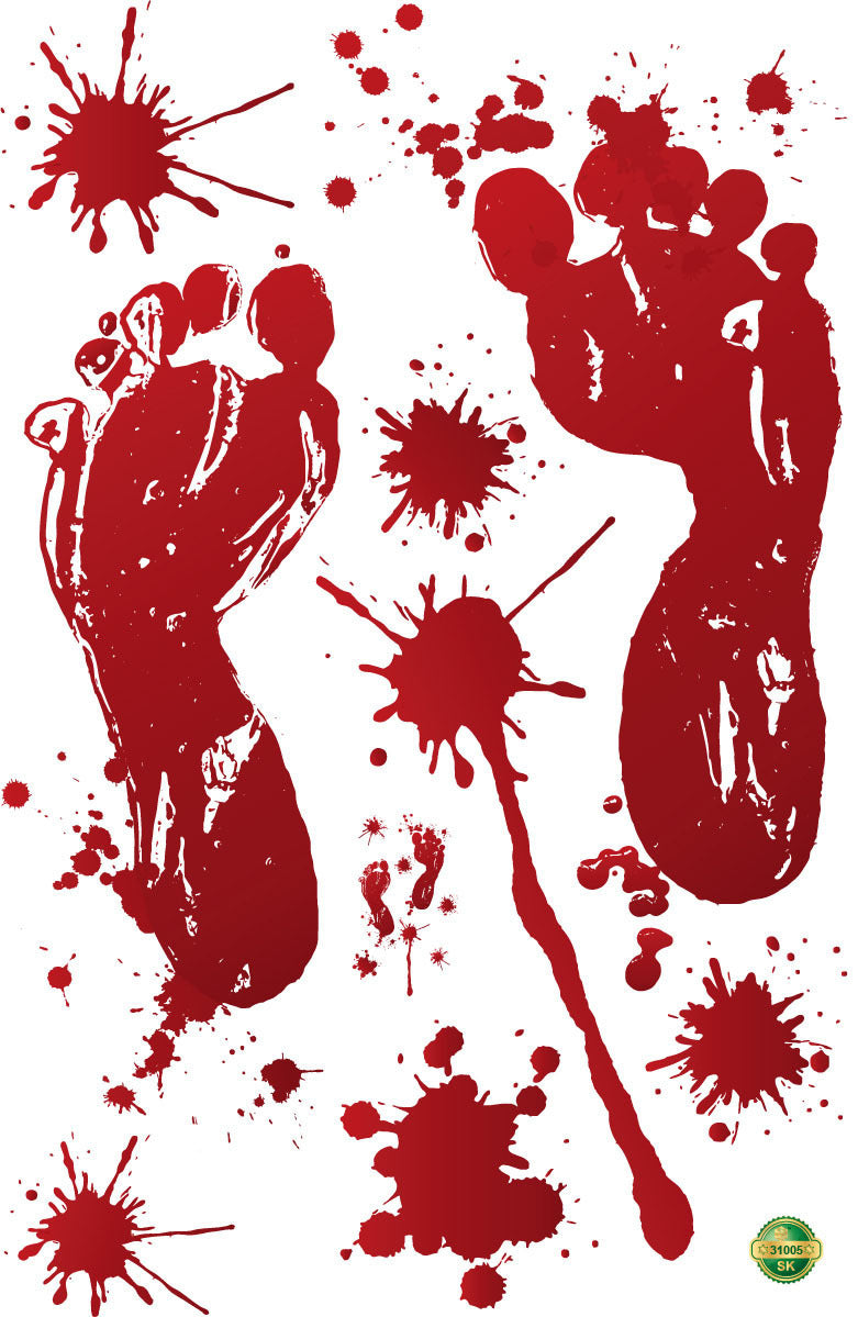 Halloween Blood Fingermark Stickers – Scary Horror Wall and Window Decorations