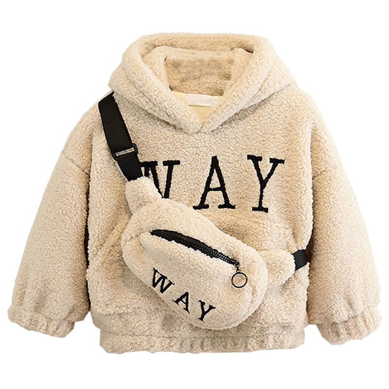 Kids Hooded Fleece Cashmere Jacket With Relaxed Fit