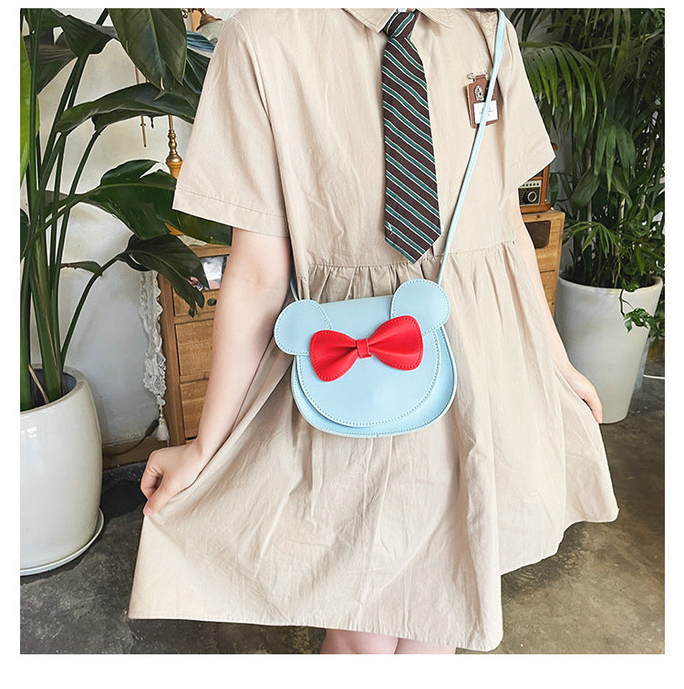 Cute Bowknot PU Small Shoulder Bag for Girls – Adorable Student Crossbody
