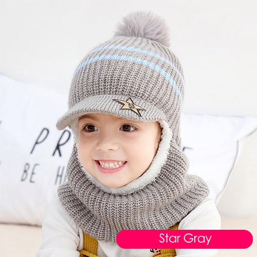 Children's neck guard one-piece woolen hat