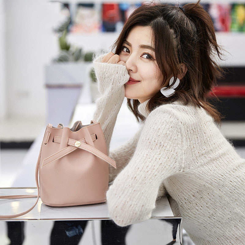Korean Style Solid Color Bucket Bag – Spring Ladies Shoulder Bag