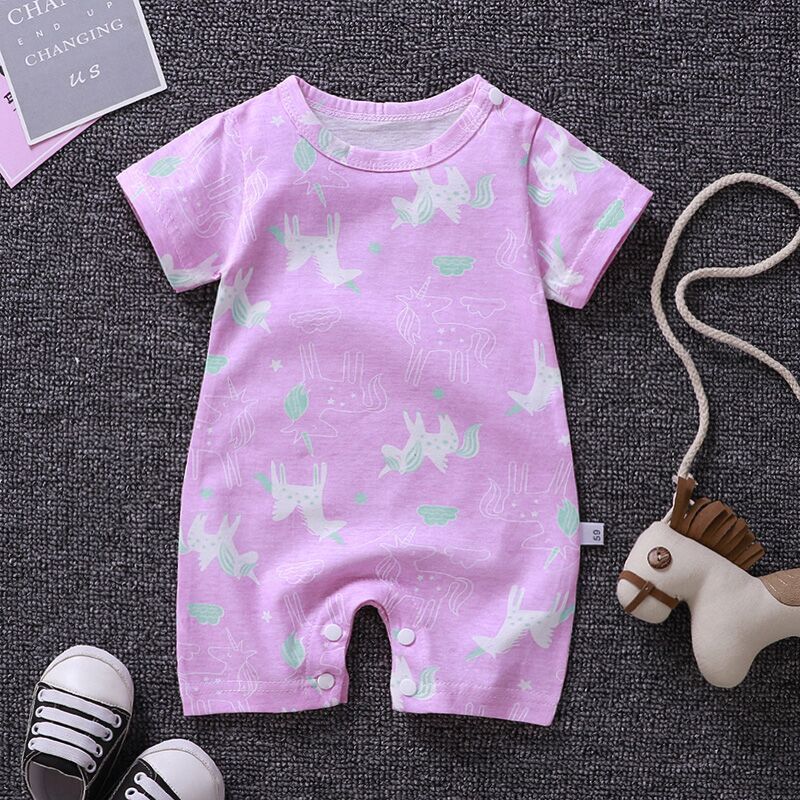 Unisex Baby Cotton Short Sleeve One Piece Romper Cartoon