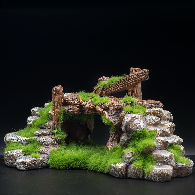 Flocked Resin Landscape Stone Aquarium Decor
