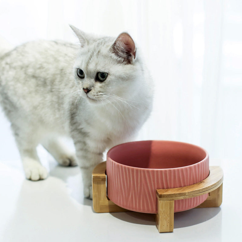 Dual-Purpose Ceramic Cat Bowl – Food & Water Dish for Pets