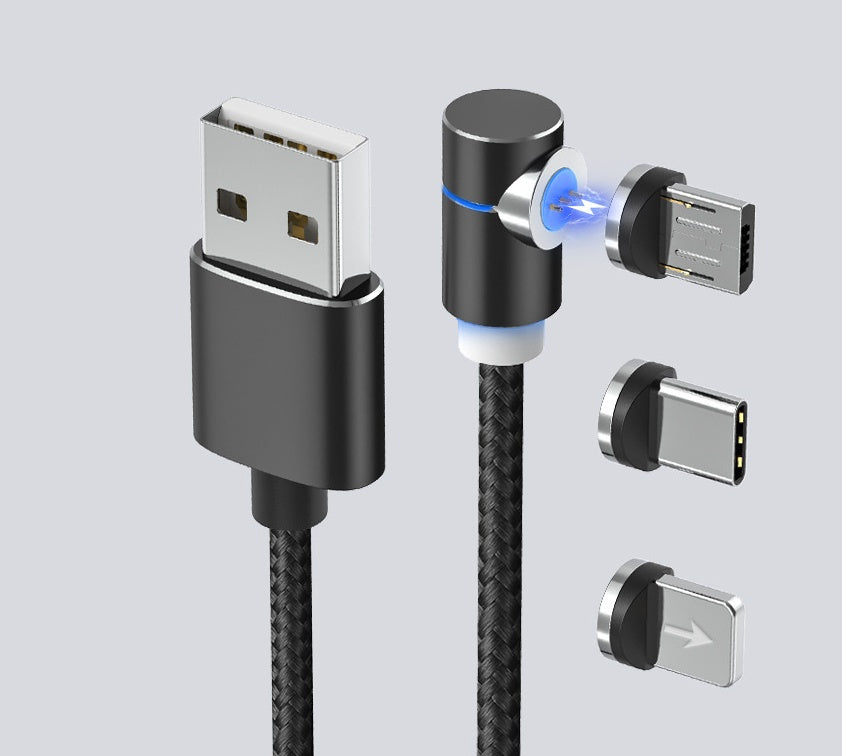 Magnetic LED Charging Cable – USB & USB-C Fast Charger