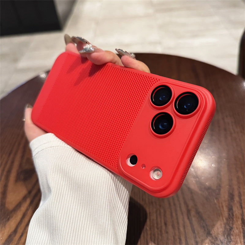 Heat Dissipation Mesh Phone Case with Lens Protector Breathable Frosted Cover for 17 Series