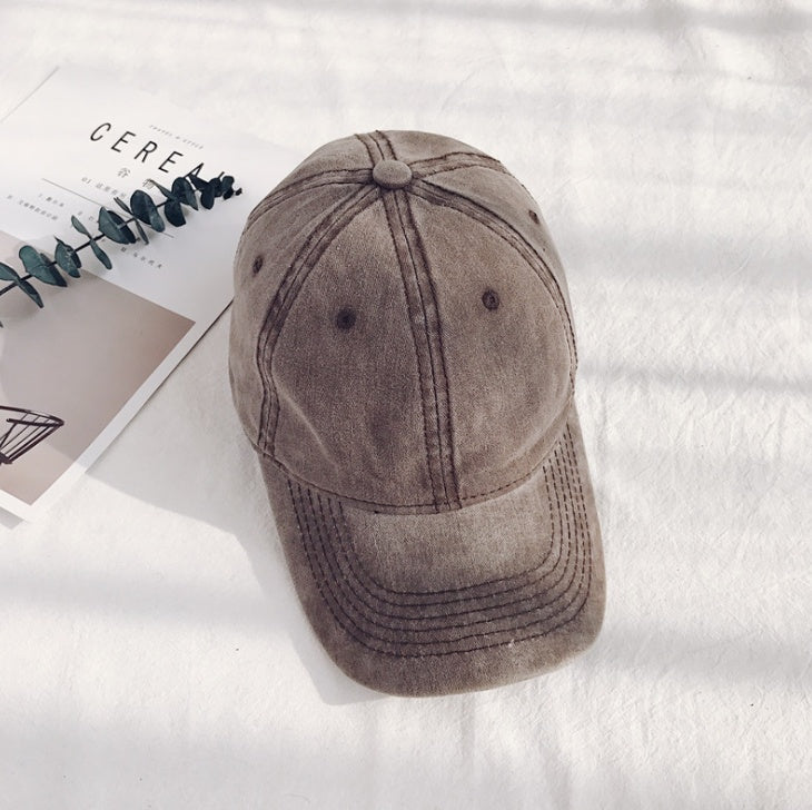 Hat men outdoor retro cap ladies washed cotton denim soft top baseball cap