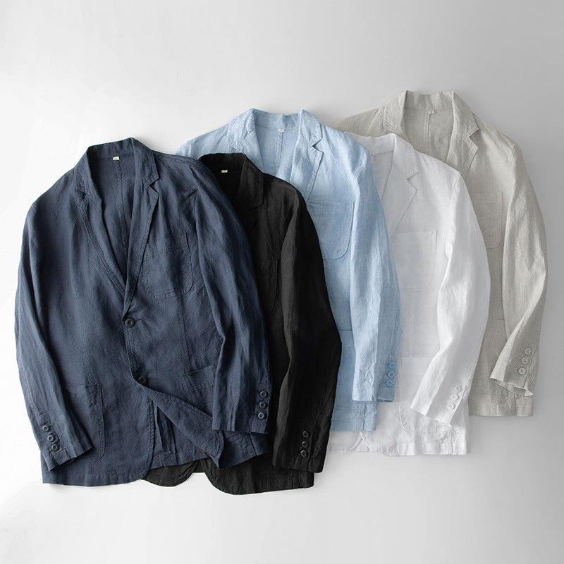 Men's Linen Suit Jacket Casual Small Suit Loose Casual Clothes