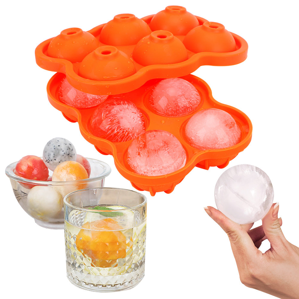 Large Ice Cube Maker – 6-Cell Silicone Ice Ball Tray for Whiskey, Cocktails & More