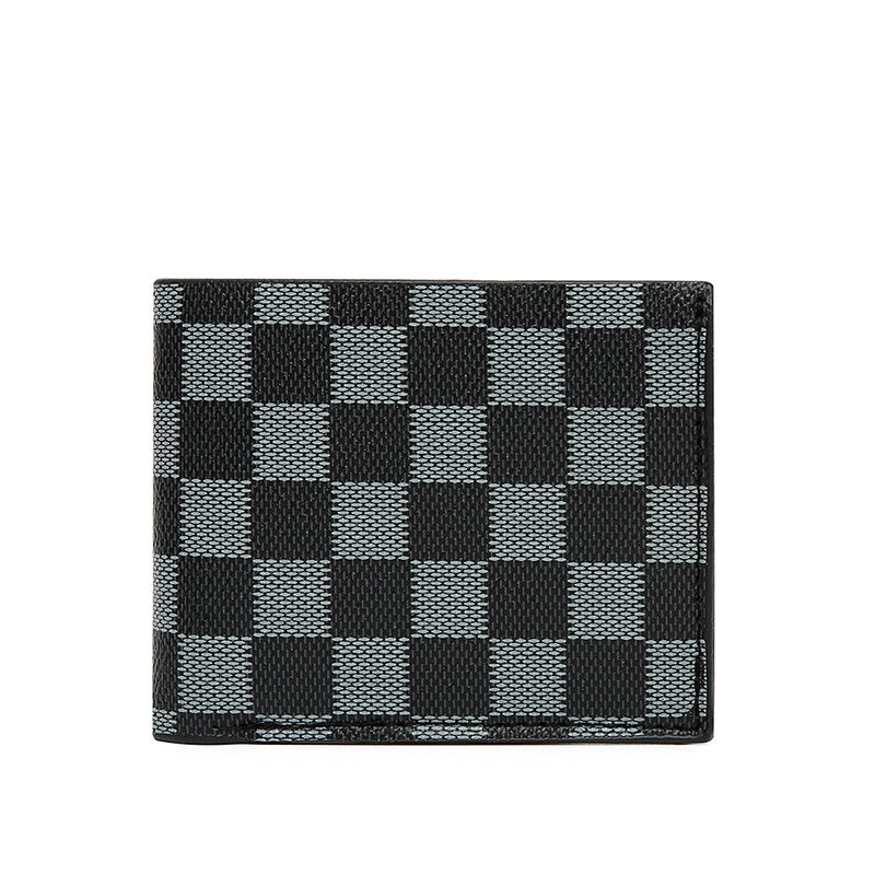 Unisex Plaid PU Leather Card Bag Slim Wallet Organizer