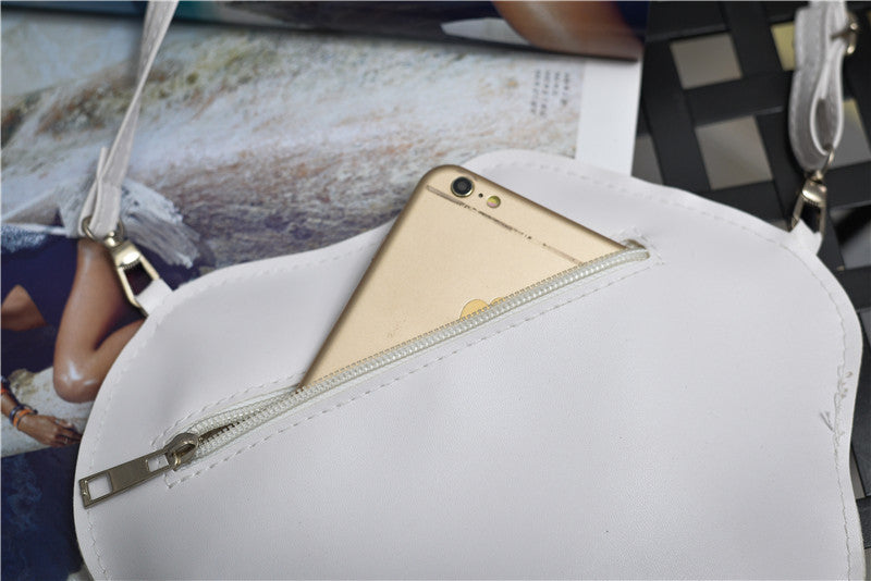Women's PU Poached Egg Round Crossbody Bag Phone Holder