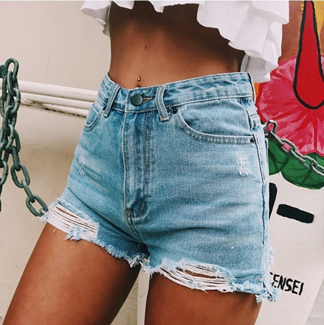 Women's Retro Ripped Denim Shorts