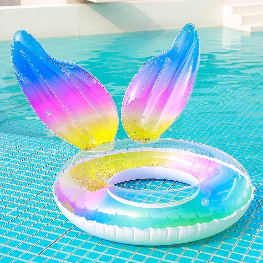 Inflatable gradient mermaid swimming ring