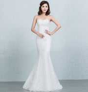 Sequined Lace Waist Fishtail Wedding Dress with Tube Top and Strap Back