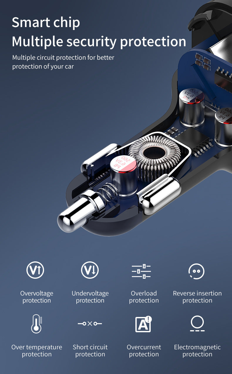 Car Bluetooth FM Transmitter – Dual USB 3.1A Fast Charger with LED Display, Hands-Free Calling, and Music Playback