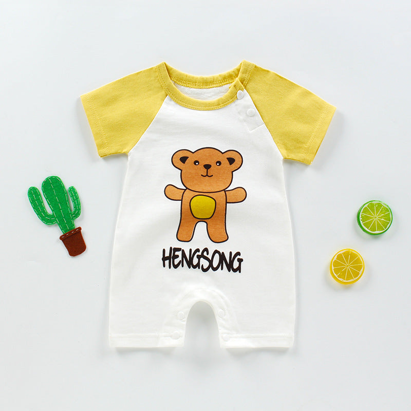 New Summer Baby One-Piece Romper – Cotton Short Sleeve Crawling Clothes for Newborns and Infants