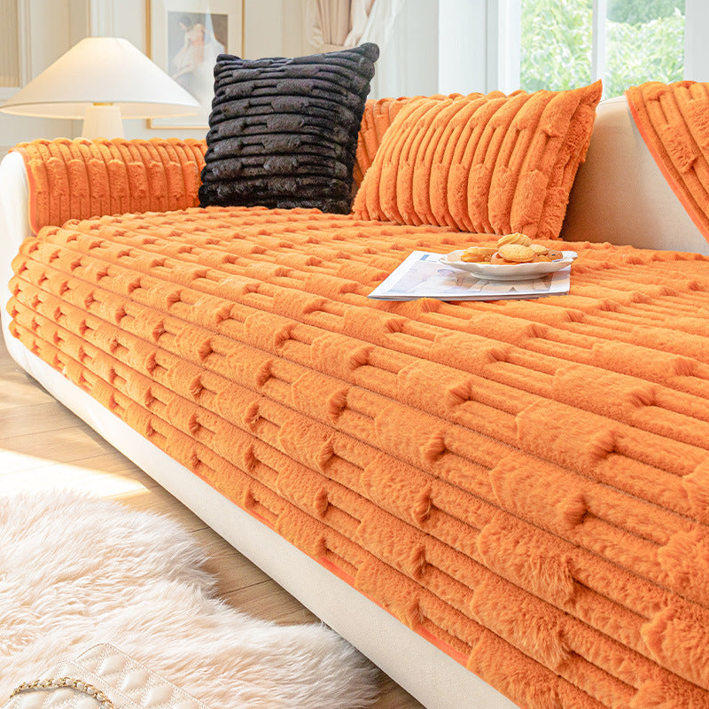 Winter Thickened Plush Seat Cushion, Anti Slip Sofa Cover