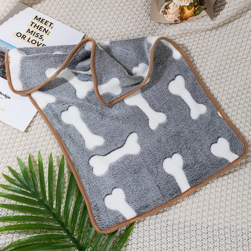 Four Seasons Blanket Thermal Coral Fleece Paw Print Dogs And Cats