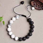 White Turquoise Volcanic Rock Couple Bracelet
