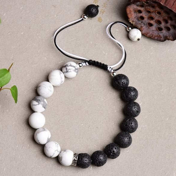 White Turquoise Volcanic Rock Couple Bracelet